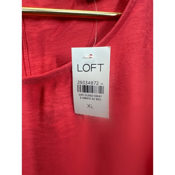 LOFT Coral Pink Sleeveless Peplum Tank Top Blouse Women's XL Button Back Ruffled - Picture 5 of 6